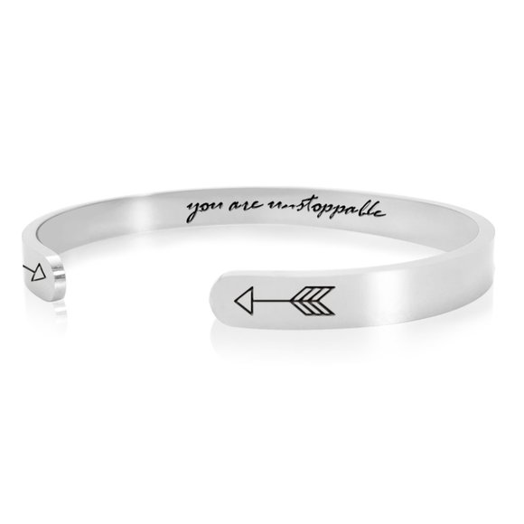 You are UNSTOPPABLE Inspirational Quote Bracelet STEEL SILVER COLOR - Picture 1 of 4